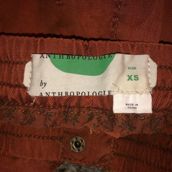 Anthropologie Rowan Embroidered Joggers brown orange (size XS) - Picture 9 of 11